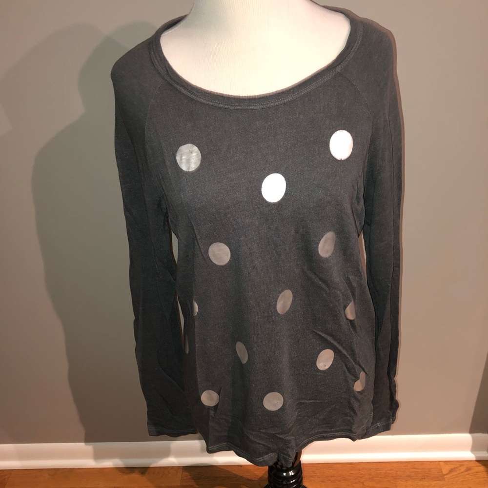 Sundry Black long sleeve shirt w/silver circles. Size 1.